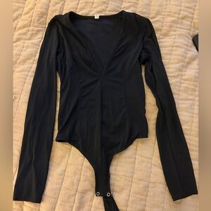 Free people Black Long-Sleeve V-Neck Bodysuit